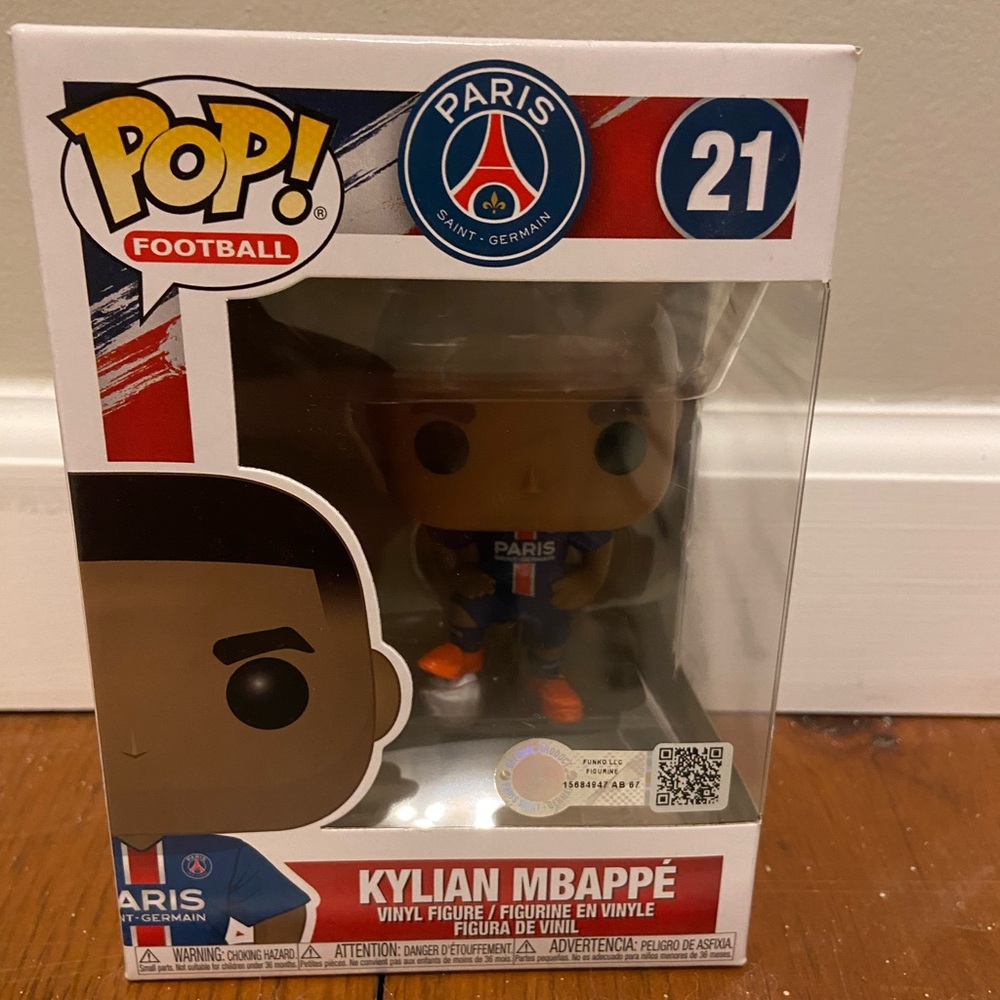 Pop mbappe Figure with Blue and Red